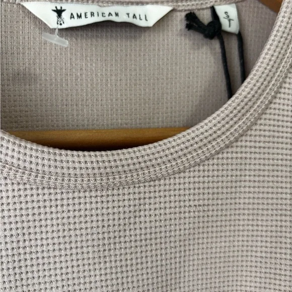 American Tall Cropped Long Sleeve Waffle Shirt for Tall Women DESERT ROSE Size S - Picture 13 of 13